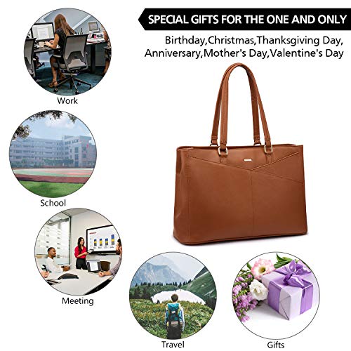 Waterproof Leather Laptop Tote Bag for Women