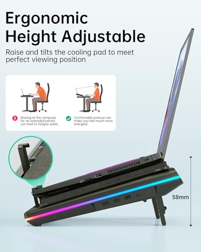 RGB Laptop Cooling Pad with Turbofan & Touch Control