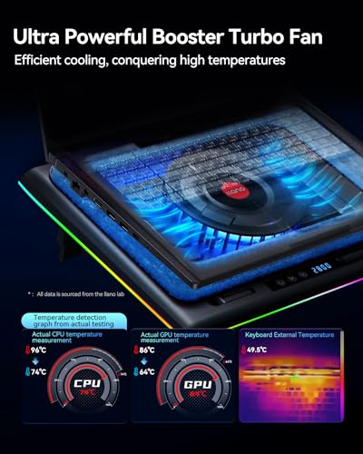 RGB Laptop Cooling Pad with Turbofan & Touch Control