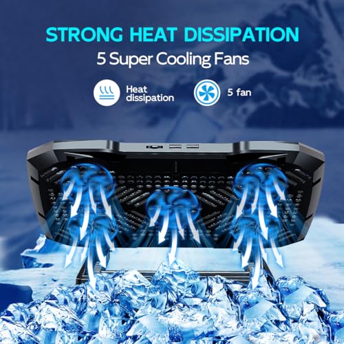 5-Fan Adjustable Laptop Cooling Pad (Black)