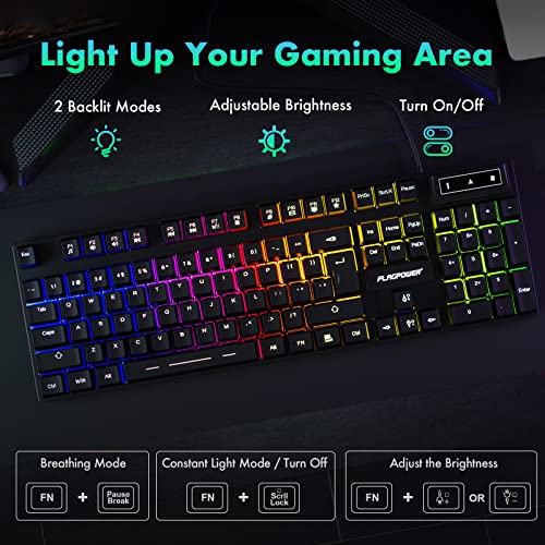 RGB Gaming Keyboard and Breathing Mouse Combo