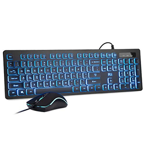 Rii RGB Backlit Wired Keyboard and Mouse Combo