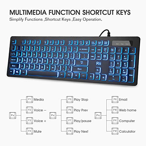 Rii RGB Backlit Wired Keyboard and Mouse Combo