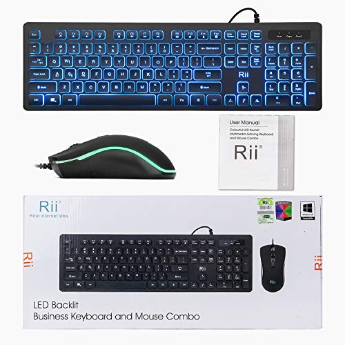 Rii RGB Backlit Wired Keyboard and Mouse Combo