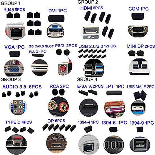 80 PCS Anti-Dust Plugs for Computers & Laptops