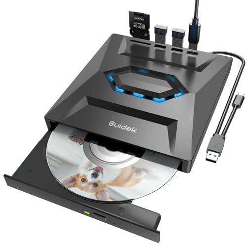 SUIDEK USB-C Portable CD/DVD Drive with Hub