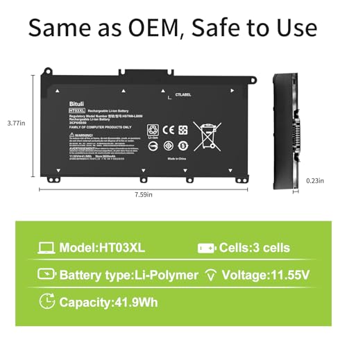 Bituli HT03XL Laptop Battery for HP Pavilion Series