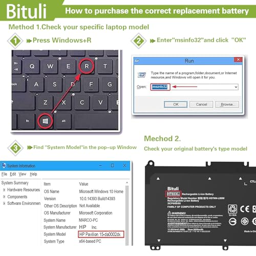Bituli HT03XL Laptop Battery for HP Pavilion Series