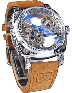 Forsining Men's Luxury Mechanical Skeleton Watch Silver