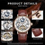 IK COLOURING Mens Luxury Skeleton Automatic Mechanical Wrist Watches Leather Moon Phrase Luminous Hands Self-Wind Watch