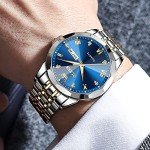 OLEVS Men's Diamond Business Dress Watch - Blue