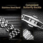 A ALPS Mens Watch Skeleton Luxury Mechanical Stainless Steel Waterproof Black Automatic Self-Winding Roman Numerals Diamond Dial Wrist Watch