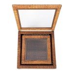 Creative Co-Op Modern Decorative Square Woven Rattan and Wood Display Boxes with Glass Top, Set of 2 Sizes, Dark Brown Finish