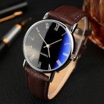 LsvtrUS Men Watches Fashion Casual Leather Band Simple Analog Quartz Wristwatches for Men Unisex Dress Watch for Any Event, Brown, QN022