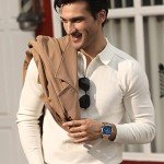 BY BENYAR Watches for Men Chronograph Waterproof Men's Wrist Watches Business Work Casual Sport Fashion Brown Leather Mens Dress Watch Unique Elegant Gifts for Men