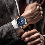 BY BENYAR Watches for Men Chronograph Waterproof Men's Wrist Watches Business Work Casual Sport Fashion Brown Leather Mens Dress Watch Unique Elegant Gifts for Men
