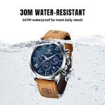 BY BENYAR Watches for Men Chronograph Waterproof Men's Wrist Watches Business Work Casual Sport Fashion Brown Leather Mens Dress Watch Unique Elegant Gifts for Men
