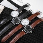 LsvtrUS Men Watches Fashion Casual Leather Band Simple Analog Quartz Wristwatches for Men Unisex Dress Watch for Any Event, Brown, QN022