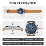 BY BENYAR Watches for Men Chronograph Waterproof Men's Wrist Watches Business Work Casual Sport Fashion Brown Leather Mens Dress Watch Unique Elegant Gifts for Men