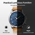 BY BENYAR Watches for Men Chronograph Waterproof Men's Wrist Watches Business Work Casual Sport Fashion Brown Leather Mens Dress Watch Unique Elegant Gifts for Men