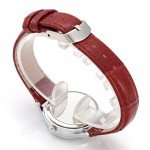 Top Plaza Womens Leather Watch,Fashion Casual Dress Watches,Roman Numerals Waterproof Quartz Ladies Black Wrist Watch (Red - Arabic Numerals)