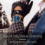 OLEVS Men's Watch Minimalist Ultra Thin Watches for Men Fashion Casual Analog Quartz Waterproof, Male Slim Simple Blue Face Big Dial Date Dress Wrist Watch with Genuine Leather Band for Men Dark Brown