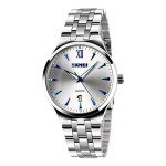 cofuo Mens Watch, Unique Quartz Analog Dress Business Casual Watches Stainless Steel Band Wrist Roman Numeral Waterproof Watch, Classic Calendar Date Window - Silver Blue
