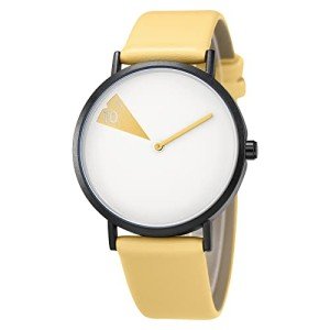 SHENGKE Creative Watch Ultra-Thin Strap Casual Fashion Quartz Minimalist Watch WhiteYellow
