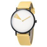 SHENGKE Creative Watch Ultra-Thin Strap Casual Fashion Quartz Minimalist Watch WhiteYellow
