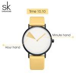 SHENGKE Creative Watch Ultra-Thin Strap Casual Fashion Quartz Minimalist Watch WhiteYellow