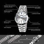 cofuo Mens Watch, Unique Quartz Analog Dress Business Casual Watches Stainless Steel Band Wrist Roman Numeral Waterproof Watch, Classic Calendar Date Window - Silver Blue