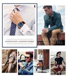 OLEVS Men's Watch Minimalist Ultra Thin Watches for Men Fashion Casual Analog Quartz Waterproof, Male Slim Simple Blue Face Big Dial Date Dress Wrist Watch with Genuine Leather Band for Men Dark Brown