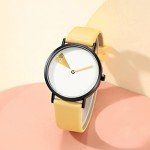 SHENGKE Creative Watch Ultra-Thin Strap Casual Fashion Quartz Minimalist Watch WhiteYellow