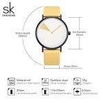 SHENGKE Creative Watch Ultra-Thin Strap Casual Fashion Quartz Minimalist Watch WhiteYellow