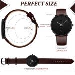 Mens Watches Ultra-Thin Minimalist Waterproof-Fashion Wrist Watch for Men Unisex Dress with Leather Band-Black Hands （Brown Leather）
