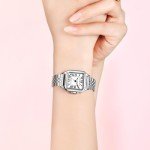 Szaikyri Classic Square Watches for Women with Roman Numerals Ladies Casual Dress Watch (Silver Black)