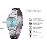 cofuo Women Lady Dress Analog Quartz Watch with Stainless Steel Band, Simple Design Easy Reader Wrist Fashion Waterproof Water Rsistant Watches Luminous Noctilucent Wristwatch Silver Blue - Best Gift