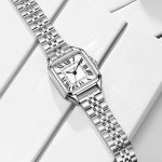 Szaikyri Classic Square Watches for Women with Roman Numerals Ladies Casual Dress Watch (Silver Black)