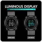 YUINK Mens Watch Ultra-Thin Digital Sports Watch Waterproof Stainless Steel Fashion Wrist Watch for Men Women (Black Gray)