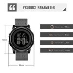 YUINK Mens Watch Ultra-Thin Digital Sports Watch Waterproof Stainless Steel Fashion Wrist Watch for Men Women (Black Gray)