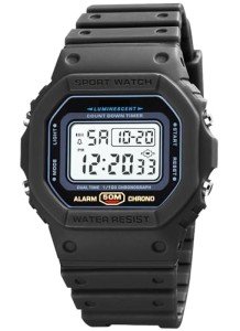 PASOY Fashion Watches for Men and Women Unisex Summer Digital Backlight Casual Waterproof Outdoor Sports Swim Colorful Rubber Watch Reloj (Black)