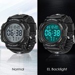 CakCity Mens Sports Watches Military Classic Stopwatch Large Dial Electronic LED Backlight Wristwatch 50M Waterproof Digital Watch for Mens with Large Number