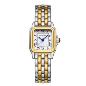 CHEETAH Watches for Women with Small Two-Tone Vintage Bracelet, Rectangular Case Roman Dial