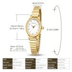 BOFAN Small Gold Watches for Women Easy Read Ladies Quartz Wrist Watches with Gold Stainless Steel Expansion Band,Waterproof.（6.10in-6.89in）