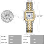 CHEETAH Watches for Women with Small Two-Tone Vintage Bracelet, Rectangular Case Roman Dial