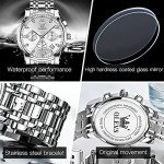 OLEVS Watch Men Silver Stainless Steel for Men Luxury Dimond Chronograph Casual with Date Waterproof Large Face Sport White Easy Read Men Quartz Analog Wristwatch Reloj De Hombre Luminous