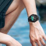 FANMIS Men's Solar Powered Casual Quartz Wrist Watch Analog Digital Multifunctional Black Sports Watch (Black)