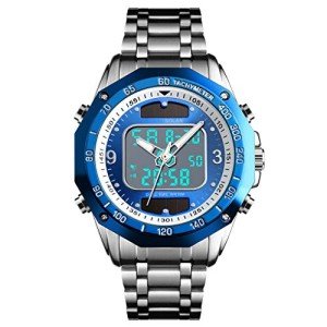 VIGOROSO Men's Solar Powered Quartz Stainless Steel Analog Digital Sport Wrist Watch