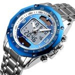 VIGOROSO Men's Solar Powered Quartz Stainless Steel Analog Digital Sport Wrist Watch