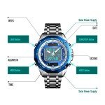 VIGOROSO Men's Solar Powered Quartz Stainless Steel Analog Digital Sport Wrist Watch